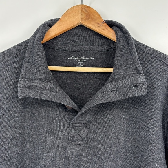 Eddie Bauer Henley Pullover Sweatshirt Men’s Size Large in Dark Charcoal Gray - Picture 3 of 9